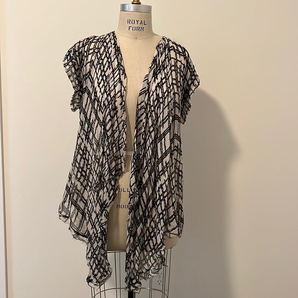 Dolan Silk Black and White Sheer Short Sleeve Vest